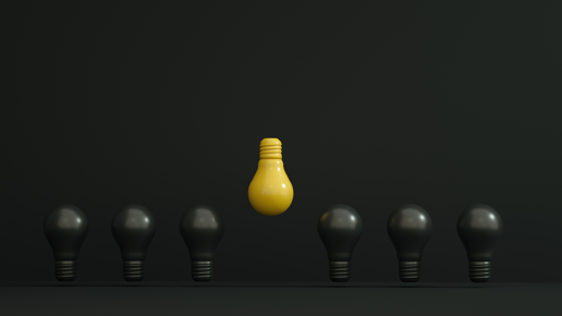 Fractional talent concept - standout lightbulb among others